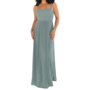 Show Me Your Mumu Slip Dress XL Sage Green Lauren Tie Back Maxi Scoop Neck New